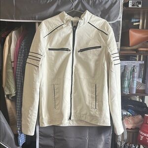 Calvin Klein Cream and Black Lightweight Jacket with Textured Design